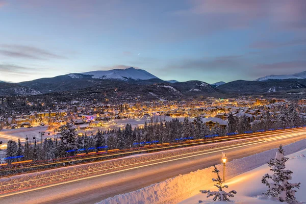 Breckenridge Colorado Eua Cidade Horizonte Inverno Entardecer — Fotografia de Stock