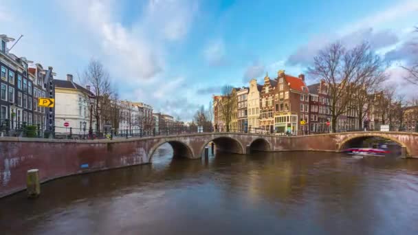 Amesterdão Países Baixos Pontes Canais Crepúsculo — Vídeo de Stock