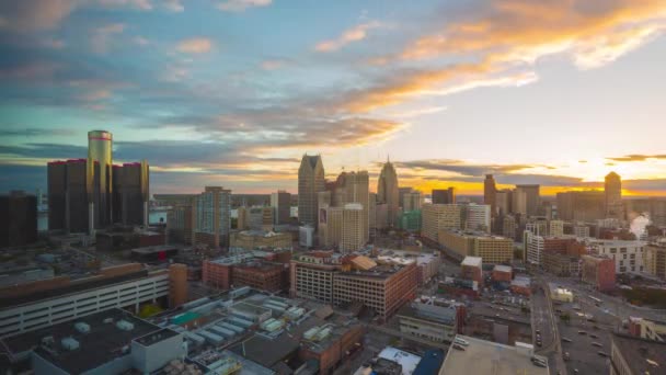 Detroit Michigan Usa Downtown Cityscape Time Lapse — Stock Video