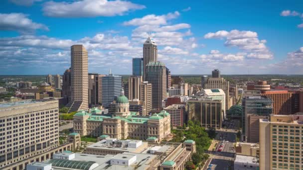 Indianapolis Indiana Usa Centrum Města Panorama Státním Domem Odpoledních Hodinách — Stock video