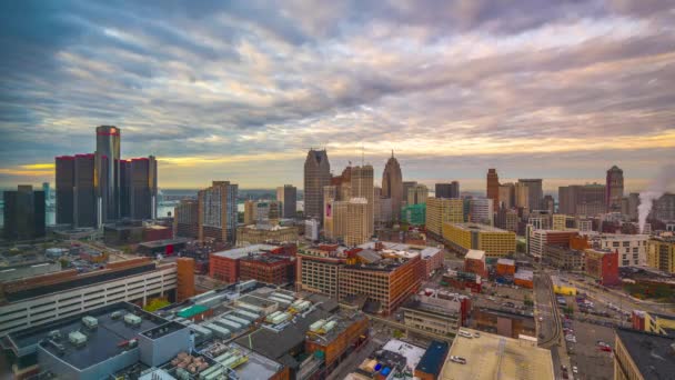 Detroti Michigan Eua Lapso Tempo Paisagem Urbana Centro Cidade — Vídeo de Stock