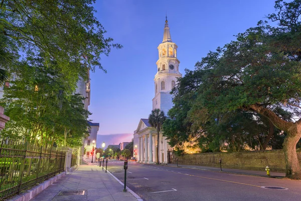 Charleston Güney Carolina Abd Alacakaranlıkta Fransız Mahallesi Nde — Stok fotoğraf