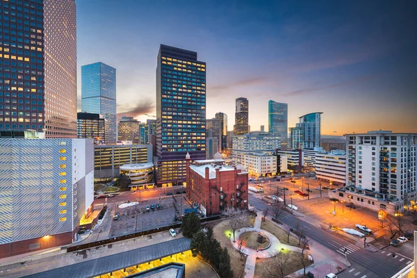 Denver Colorado États Unis Vue Sur Toit Centre Ville Crépuscule — Photo