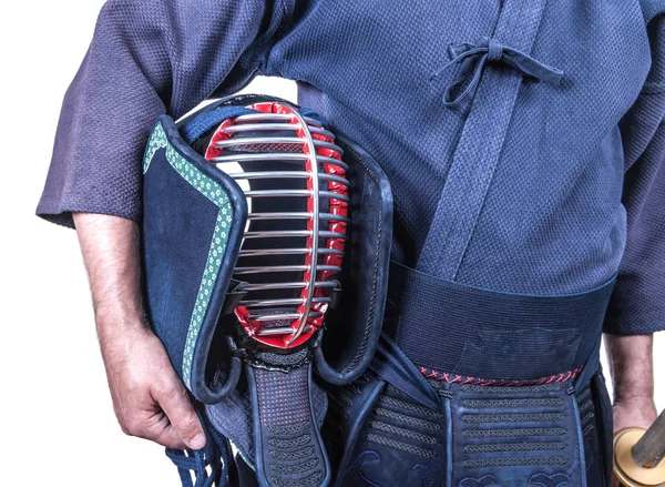 Deportista Casco Protector Hombres Espada Bambú Sinaí Para Esgrima Japonesa — Foto de Stock