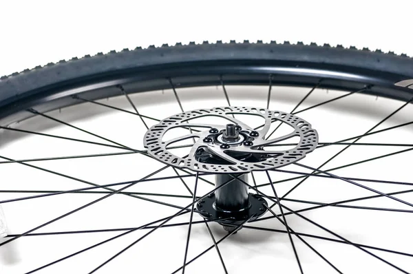 Велосипедное Колесо Резиновой Шиной Крупным Планом — стоковое фото