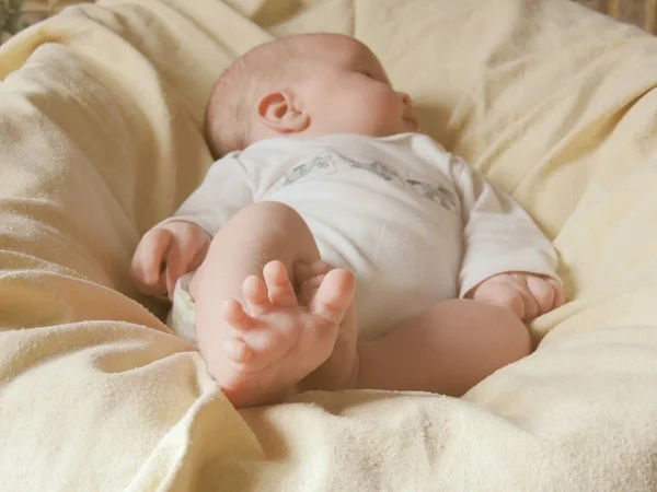 Child Lying Open Legs Filter Applied — Stock Photo, Image