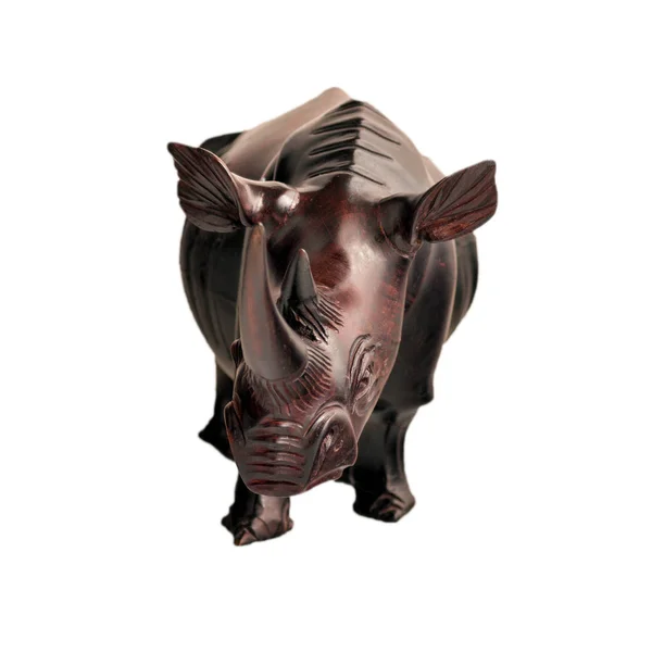 Rinoceronte Mogano Figura Isolato — Foto Stock