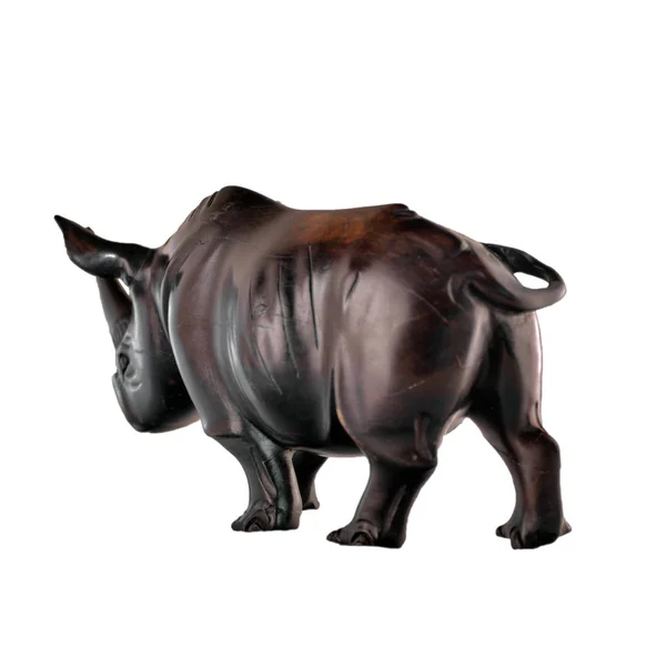 Figura Rinoceronte Caoba Aislada — Foto de Stock