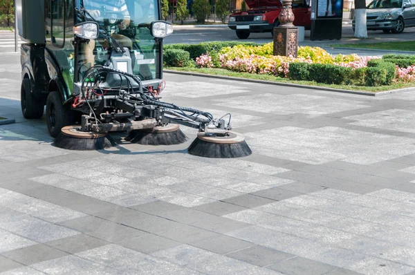 Trottoaren Rengöring Maskinen Parken — Stockfoto