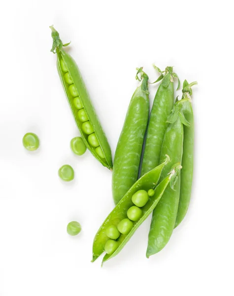 Guisantes Verdes Vainas Sobre Fondo Blanco —  Fotos de Stock