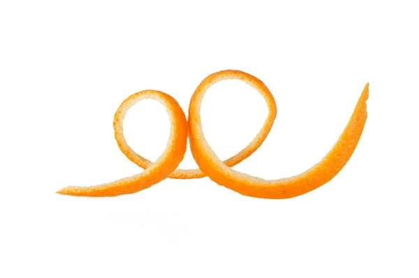 Orangenschale Form Einer Spirale Isoliert Auf Weißem Hintergrund — Stockfoto