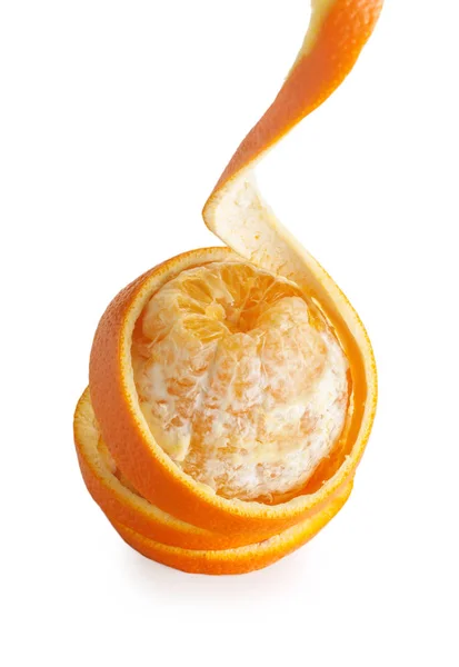 Bir Spiral Soyulmuş Portakal Şeklinde Portakal Kabuğu — Stok fotoğraf