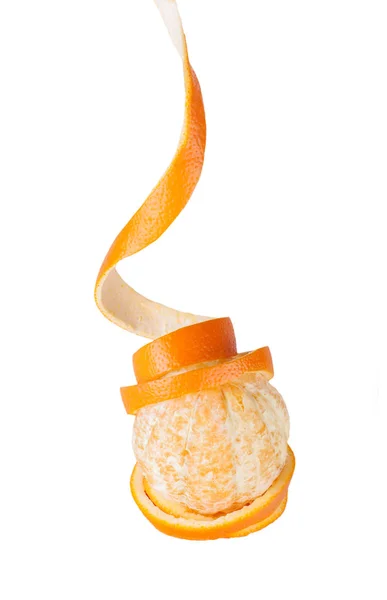 Orangenschale Form Einer Spirale Geschälte Orange — Stockfoto
