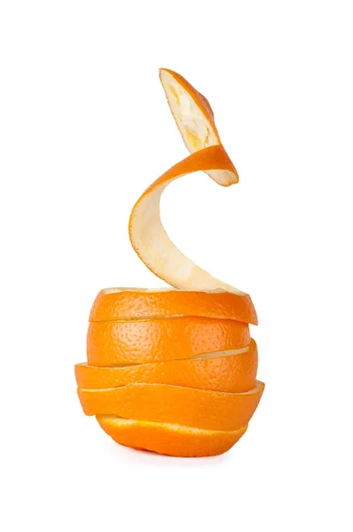 Apelsinskal Orange Spiralform Isolerad Vit Bakgrund — Stockfoto