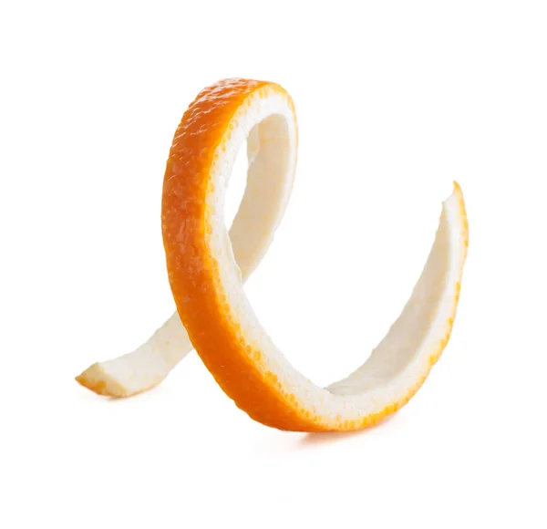Апельсинова Шкірка Спіраль Ізольована Білому Крупним Планом — стокове фото
