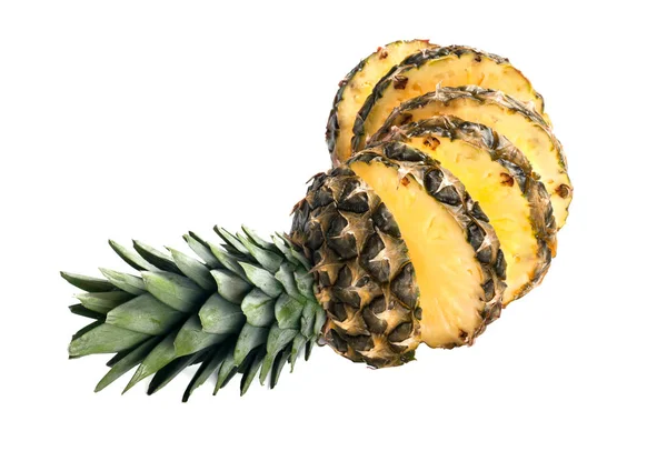 Ananas Scheiben Geschnitten Weiß Isoliert Gesunde Tropische Früchte Essen Ananas — Stockfoto