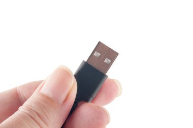Ellerini, closeup izole, USB kablosu