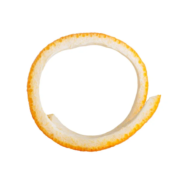 Orange peel letter "O" isolated on white background — стоковое фото