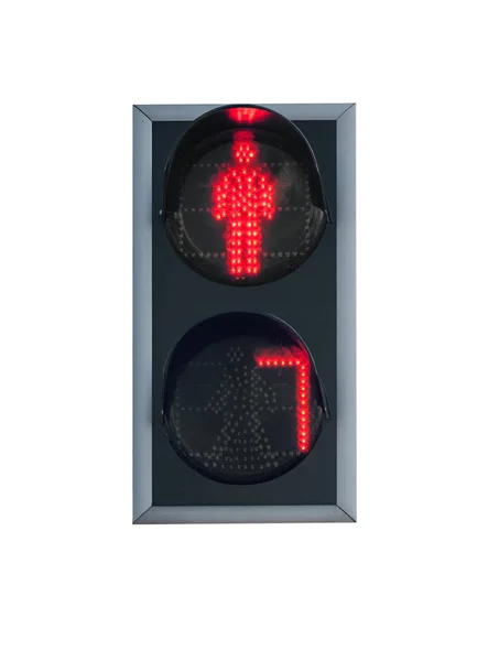Red traffic signal, traffic light isolated on white background — Stock Photo, Image