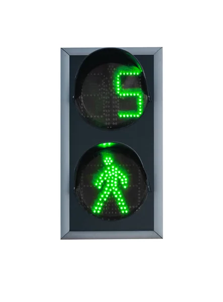 Groen verkeers signaal, verkeerslicht geïsoleerd op witte achtergrond — Stockfoto