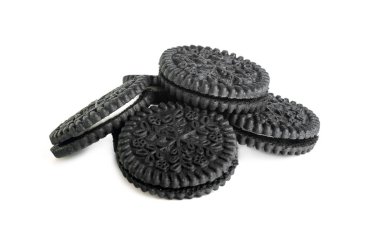 beyaz dolgu izole ile siyah yuvarlak çerez