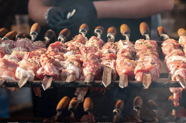 The process of making barbecue grilled meat — Stock Photo, Image