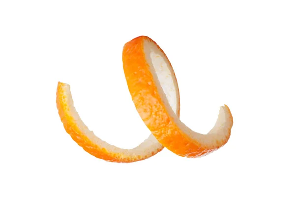 Cáscara de naranja espiral aislada sobre un fondo blanco — Foto de Stock