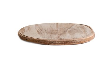 yuvarlak stand, arkaplan yaşlandırılmış ahşap yakın plan beyaz arka planda izole