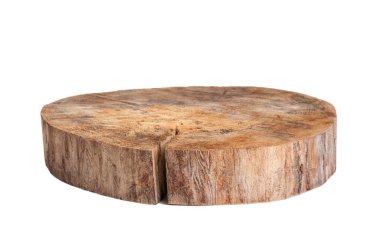 yuvarlak stand, arkaplan yaşlandırılmış ahşap yakın plan beyaz arka planda izole