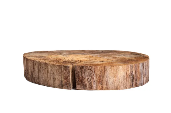 Okrągły Stojak Zbliżenie Drewna Starzejącego Się Tle Izolowane Białym Tle — Zdjęcie stockowe