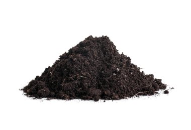 toprak yığını beyaz arkaplanda izole edildi