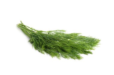 Beyaz arka planda izole edilmiş taze dereotu sürüsü