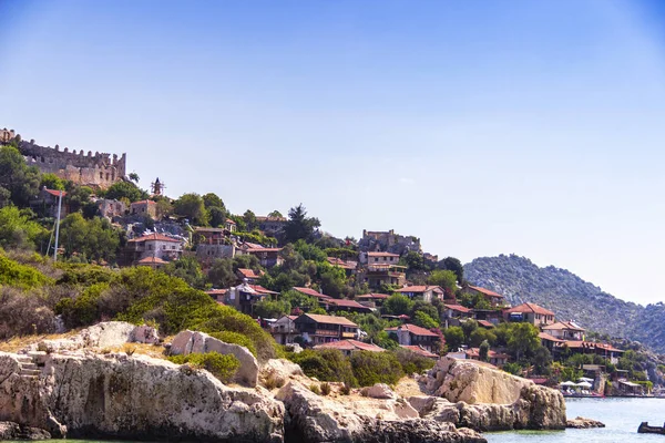 Antico Villaggio Simena Sulle Rive Del Mar Mediterraneo Nell Area — Foto Stock