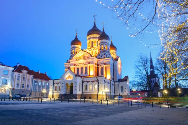 Καθεδρικό ναό Alexander Nevsky τη νύχτα στο Ταλίν — Φωτογραφία Αρχείου