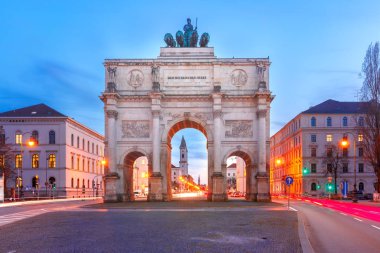 Siegestor, Victory Gate at night, Munich, Germany clipart