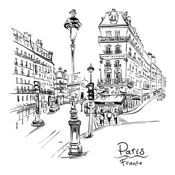 舒适的巴黎街道, 法国 — 图库矢量图片