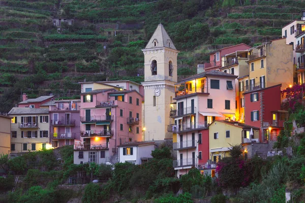 Night Manarola, Cinque Terre, Liguria, Italia — Foto Stock