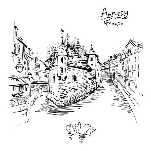 Annecy, Veneza dos Alpes, França . — Vetor de Stock