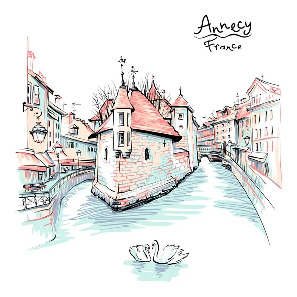 Annecy, Venedig der Alpen, Frankreich. — Stockvektor