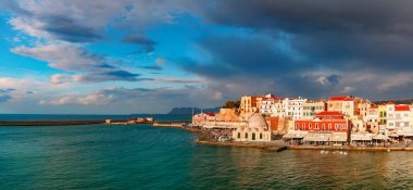 Panorama of old harbour, Chania, Crete, Greece clipart