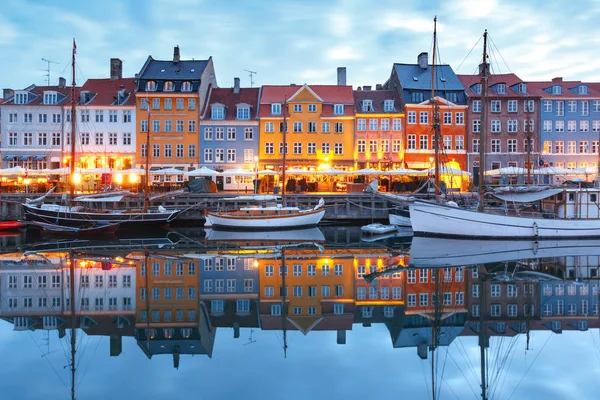 Panorama of Nyhavn in Copenhagen, Denmark. Stock Picture