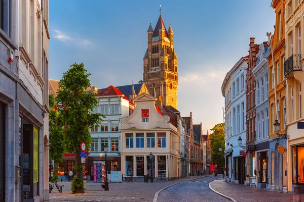 Cidade velha ao pôr do sol, Bruges, Bélgica — Fotografia de Stock