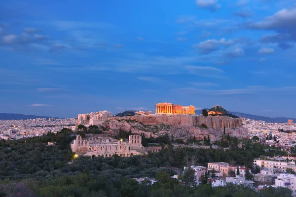 그리스 아테네에 있는 아크로폴리스 언덕 과 파르테논 — 스톡 사진