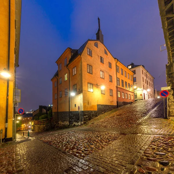 Rua noturna em Estocolmo, Suécia — Fotografia de Stock