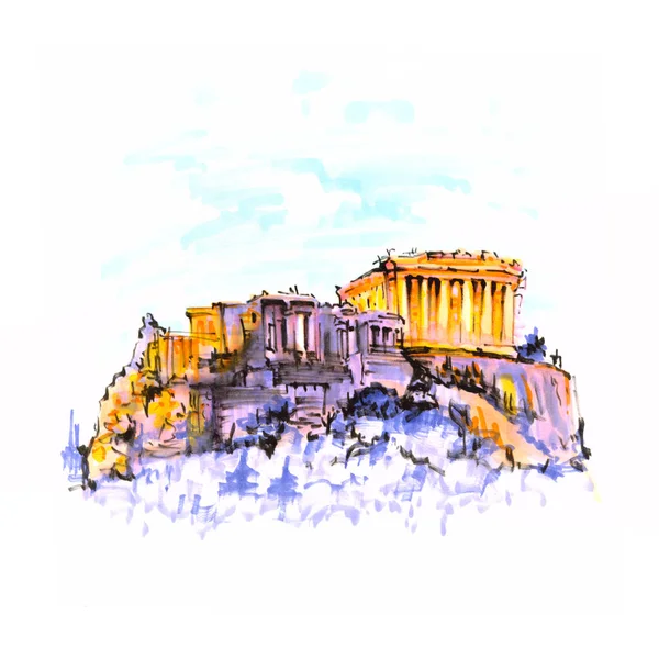 Acropolis Hill en Parthenon in Athene, Griekenland — Stockfoto