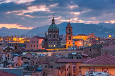 Palermo at sunset, Sicily, Italy clipart