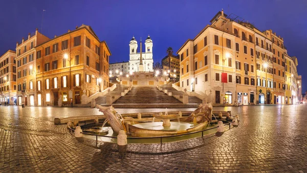 Piazza di Spagna at Night, Rome, Italië. — Stockfoto