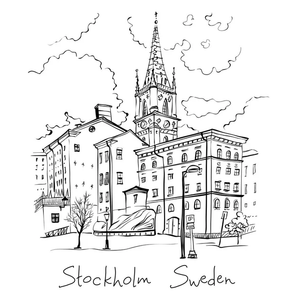 Riddarholmen ve Stockholmu, Švédsko — Stockový vektor