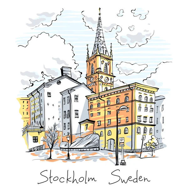 Stockholm, İsveç'te Riddarholmen — Stok Vektör