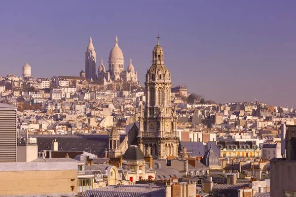 Bazylika Sacre-Coeur w godzinach porannych, Paryż, Francja — Zdjęcie stockowe